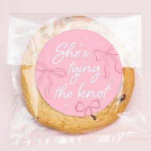 Big Dot of Happiness She's Tying the Knot Pink Bow Stickers and Clear Cookie Bags, Cellophane Treat Bags 4.25x7 IN for Candy or Baked Goods - 25 Count - 1 of 4