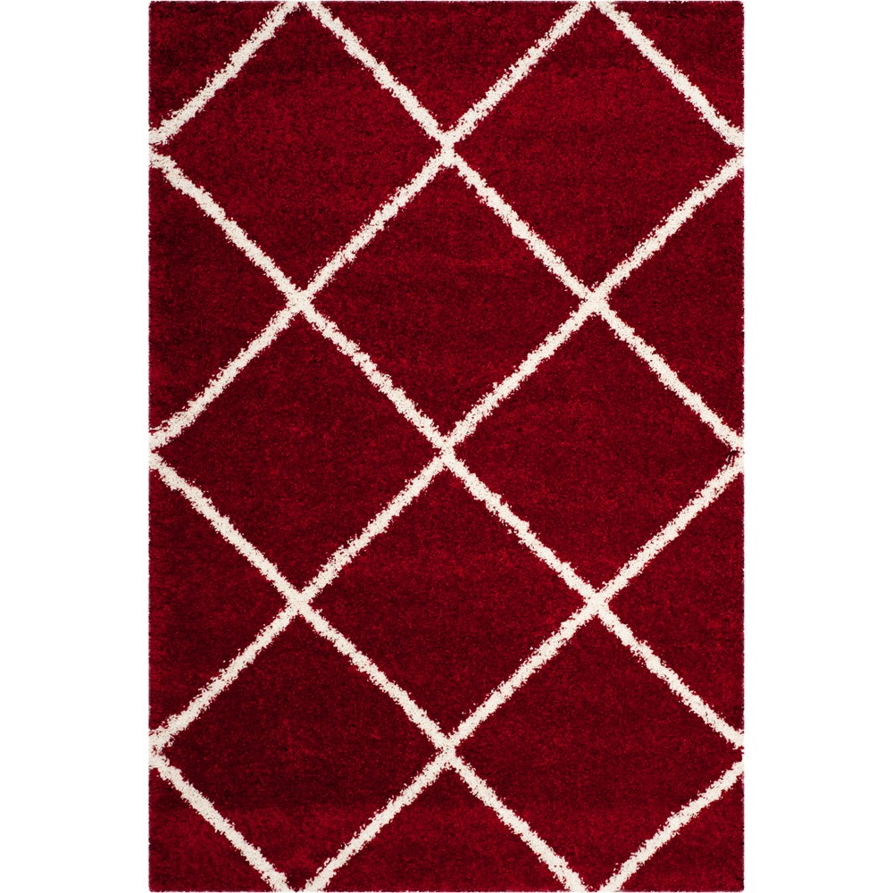 6'X9' Hudson Shag Area Rug Red/Ivory - Safavieh