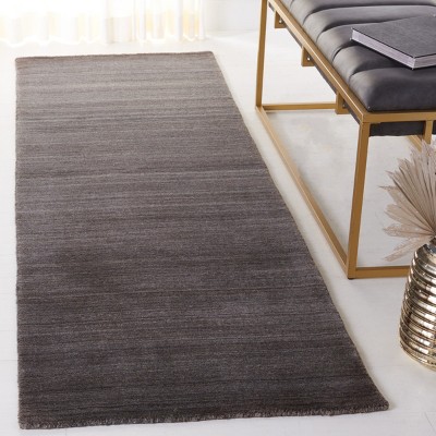 Charcoal Hand-Knotted Wool Rectangular Area Rug - 27in x 4in