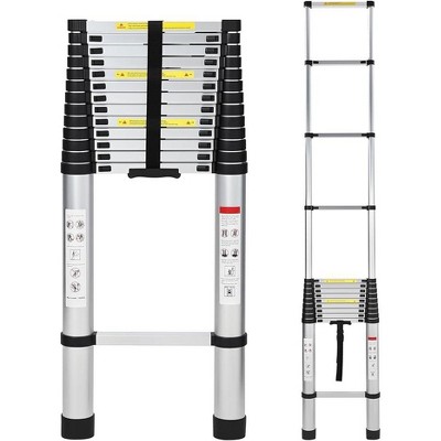 Aluminum Telescoping Ladder with 2 Triangle Stabilizers, 330LB Capacity Collapsible Extension Ladder , Multi-Purpose Lightweight Portable Ladder
