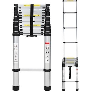 Aluminum Telescoping Ladder with 2 Triangle Stabilizers, 330LB Capacity Collapsible Extension Ladder , Multi-Purpose Lightweight Portable Ladder - 1 of 1
