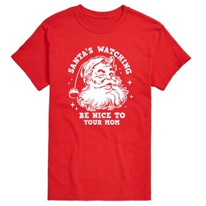 Men's - Instant Message - Santas Watching Be Nice To Mom Short Sleeve Graphic T-Shirt - 1 of 4