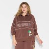 Women's Peanuts Go Sports Fleece Graphic Pullover Sweatshirt - Brown - 2 of 3
