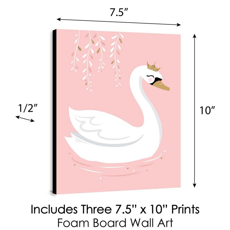 Big Dot of Happiness Swan Soiree - White Swan Nursery Wall Art and Kids Room Decorations - Gift Ideas - 7.5 x 10 inches - Set of 3 Prints, 5 of 8