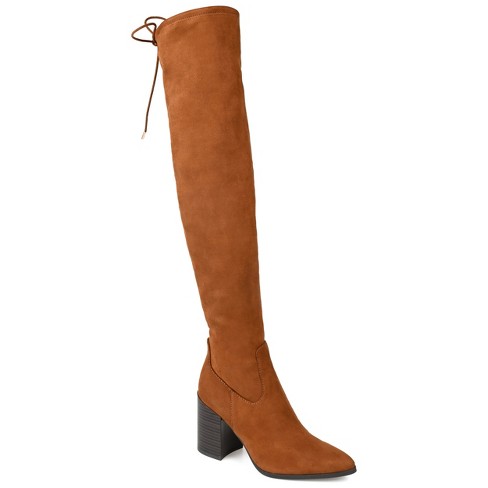 Journee Collection Womens Paras Tru Comfort Foam Stacked Heel Over The Knee Boots Brown 9.5