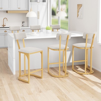 Garvee Bar Stools Set, Counter Height Bar Stools with Soft Velvet Upholstery & Metal Legs, Kitchen Island Stools with Back for Home Bar