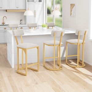 Garvee Bar Stools Set, Counter Height Bar Stools with Soft Velvet Upholstery & Metal Legs, Kitchen Island Stools with Back for Home Bar - 1 of 4