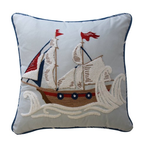 Ride The Waves Pirate Ship Throw Pillow 15 X15 Waverly Kids