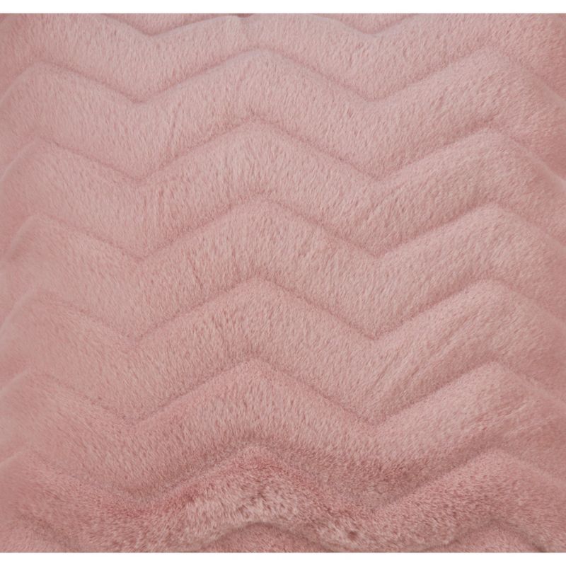 Saro Lifestyle Chevron Faux Fur Poly Filled Throw Pillow, 18", Pink, 3 of 4
