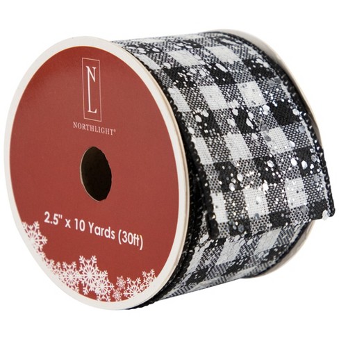 Northlight Black and White Gingham Wired Craft Ribbon 2.5 x 10 Yards