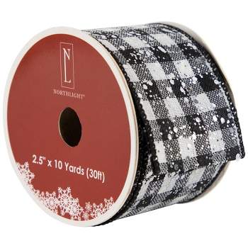 Northlight Black and White Gingham Wired Craft Ribbon 2.5" x 10 Yards