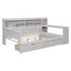 Full Size Daybed With Storage Shelves And 2 Storage Drawers, Wooden Full Bed Frame With Bookcase, Headboard And Study Desk For Kids Teens Bedroom - 2 of 4