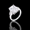 Slickblue Classic 9.71CT Triple Stone Emerald Cut CZ Ring, Rhodium-Plated Silvertone, Women’s Engagement Style, Sizes 5-10 - 3 of 3