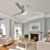 Wanze of Ocean 52 in. Modern Gray Indoor Solid Wood Gray Blades Flush Mount Standard Ceiling Fan with 3-Color Dimmable LED Light - 2 of 4