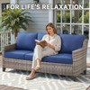 Belord High Back Outdoor Sofa Patio Couch, All-Weather Wicker Patio Furniture Sofa with Wide Armrest and Cushion for Balcony, Porch, and Deck - 3 of 4