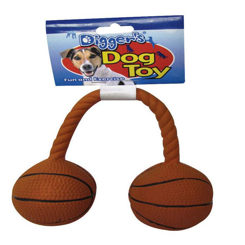 Boss Pet Digger's Orange Latex Twin Basketball Squeaky Dog Toy Medium 1 pk, 1 of 3