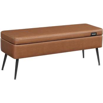 Vasagle Ekho Collection - Storage Ottoman Bench, Entryway Bedroom Bench, 15  Gallons, Safety Hinges, Loads 660 Lb Caramel Brown : Target