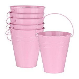 Unique Bargains Galvanized Light Pink Decorative Rustic Metal Bucket 4.7 x 5.1 Inch 6 Pcs - 1 of 4