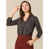 INSPIRE CHIC Women's V-neck Long Sleeve Floral Faux Pocket Blouse - 3 of 4