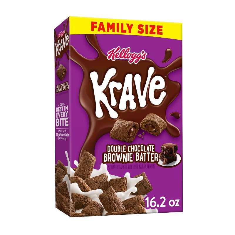 Krave Double Chocolate Brownie Batter Cereal - 16.2oz - Kellogg&#39;s, 1 of 19