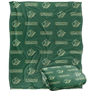 Saint Leo University Logo Pattern Silky Touch Blanket White 50x60 - 1 of 4