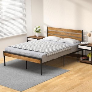 Queen Platform Bed Frame, Headboard & 12'' Underneath Storage, Heavy Duty Metal, Metal Slat Support, No Box Spring Needed, Easy Assembly - 1 of 4