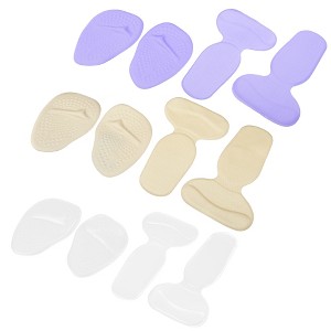 Unique Bargains Silicone Heel Support Cup Pads Orthotic Insole Plantar Care Heel Pads 12Pcs PU Clear Beige Purple - 1 of 4