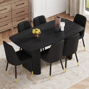 7-Piece Dining Set with MDF Table and 6 Chairs with PU Cushions - 1 of 4