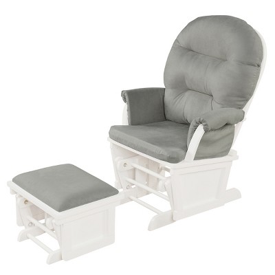 Tangkula Ergonomic Rocking Chair Baby Nursery Chair Glider with Ottoman Light Grey