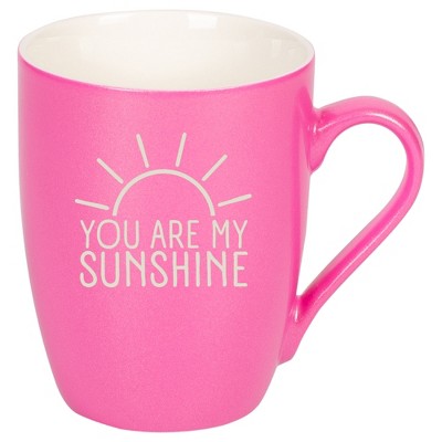 Elanze Designs You Are My Sunshine 10 Ounce Ceramic Laser-Etched Engraved Drinkware Mug, Metallic Princess Pink