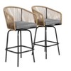 VYNXARIA Outdoor Bar Stools Set of 2, 2-Piece Patio Bar Stools with Armrests, All Weather Rattan Bar Chairs with Backrest£¬Gray - 3 of 4