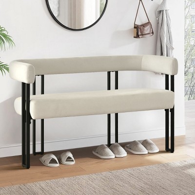 Velvet Upholstered Bench Ottoman For Bed Room,49 Inch Bench For Dining Table,Entryway Bench With Metal Legs End Of Bed Bench -Tanpinhause