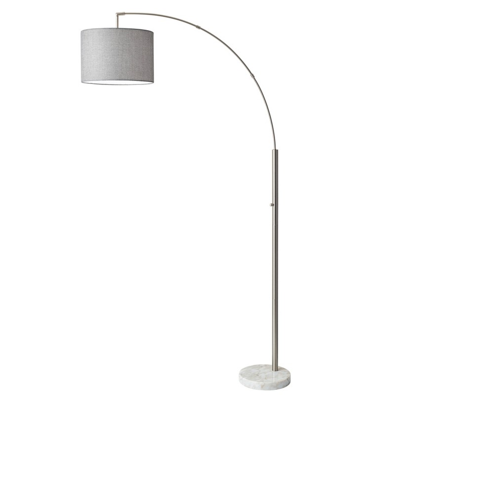 Photos - Floodlight / Street Light Adesso 73.5" Bowery Arc Lamp Steel - : Contemporary Design, ETL Listed, Linen Shade, Metal Body 