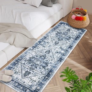 Machine Washable Area Rug Living Room Vintage Medallion Carpet Distressed Rugs for Bedroom - 1 of 4