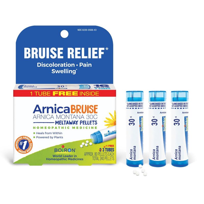 Boiron Arnica Bruise 3 MDT Homeopathic Medicine For Bruise Relief  -  3 Tubes Pellet, 1 of 5