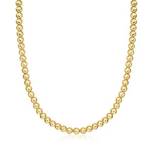 Ross-Simons Italian 6mm 18kt Gold Over Sterling Bead Necklace Size 18 - 1 of 3