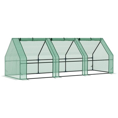 Outsunny  Mini Greenhouse Portable Hot House with Large Zipper Doors & Water/UV PE Cover for Outdoor and Garden, Green