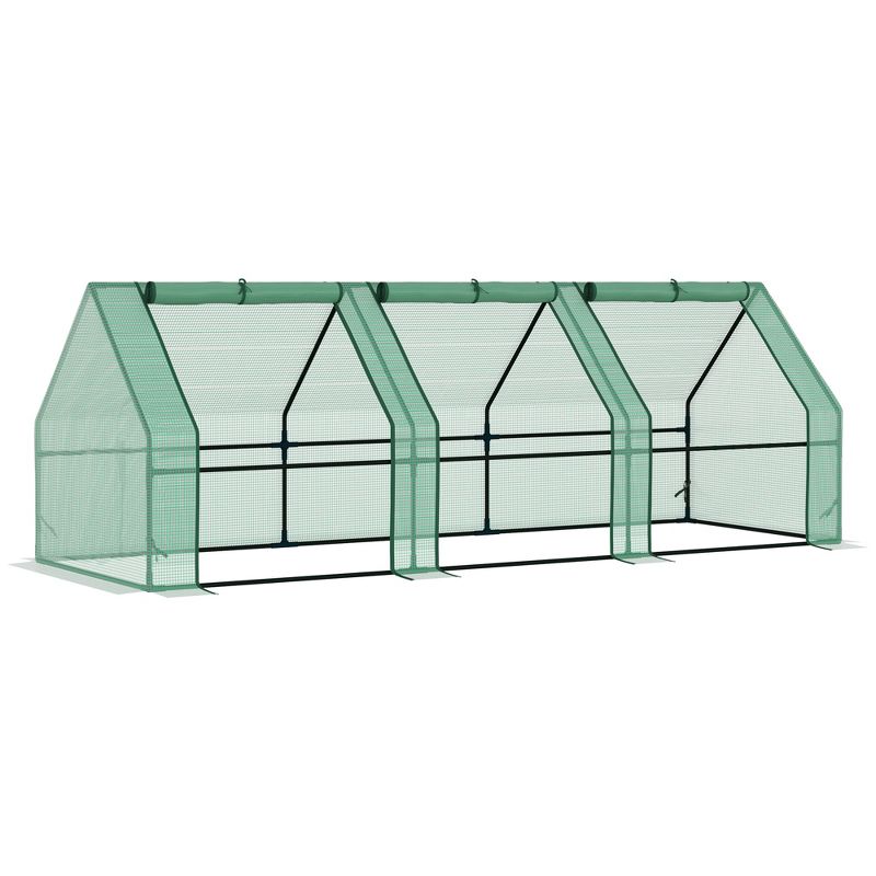 Outsunny Mini Greenhouse Portable Hot House with Large Zipper Doors & Water/UV PE Cover for Outdoor and Garden, 1 of 8