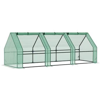 Outsunny Mini Greenhouse Portable Hot House with Large Zipper Doors & Water/UV PE Cover for Outdoor and Garden