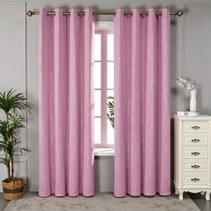 Deconovo Wave Line with Dots Blackout Curtains 52" W (2 Panels) - 1 of 4
