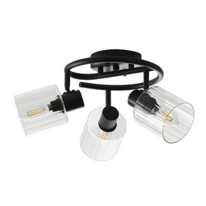 Modern 3-Light Black Ceiling Spotlight, Adjustable Clear Glass Shade Flush Mount Fixture for Living Room Bedroom - 1 of 4