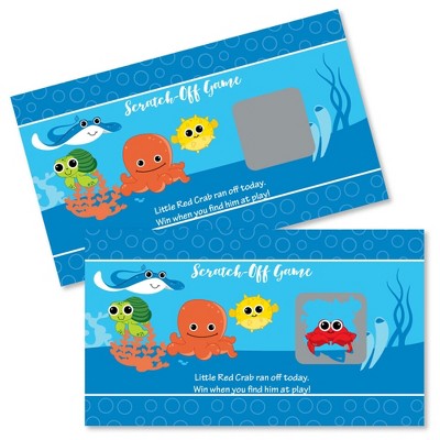 Big Dot of Happiness Under the Sea Critters - Baby Shower or Birthday Party Game Scratch Off Cards - 22 Count