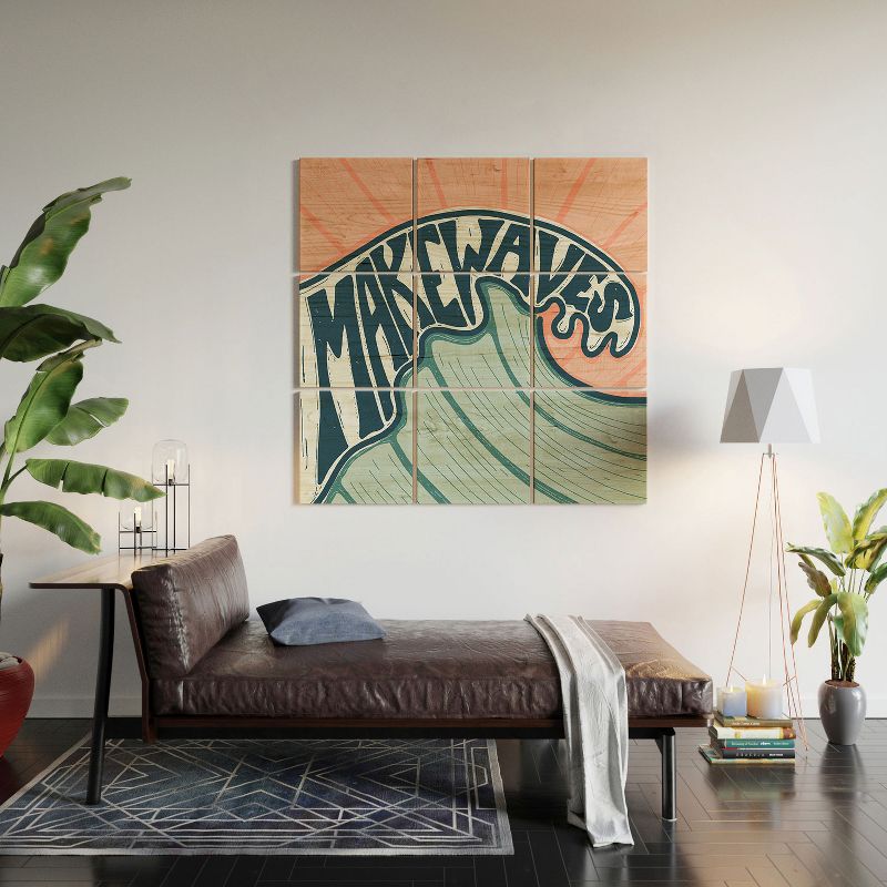 CoastL Studio Make Waves Linocut Wood Wall Mural - Society6, 2 of 3