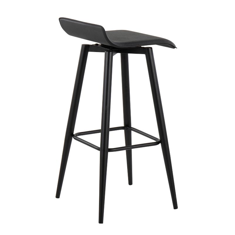 Set of 2 Ale Faux Leather/Steel Barstool Black - LumiSource, 5 of 12