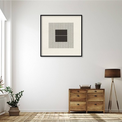 41" Black and White Abstract Wood Framed Wall Art