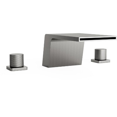 YAWWALK 2-Handle Waterfall Bathtub Faucet - Modern Deck-Mount Design