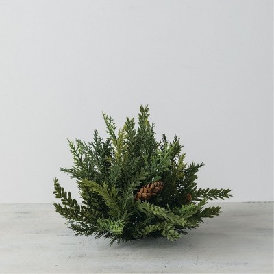 Sullivans Artificial Hemlock and Cedar 1/2 Orb 7"H Green