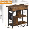 GustoWave End Table with Charging Station, 3 Tier Small Sofa Couch Table with USB Ports and Outlets, Bedside Table, for Living Room Bedroom, Brown - 2 of 4