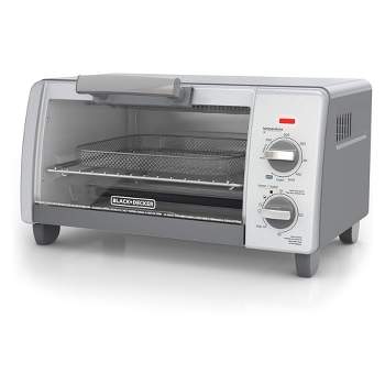 BLACK+DECKER 1150W Crisp N Bake Countertop Small Air Fryer 4 Slice Toaster Pizza Oven Broiler with Timer & 5 Heat Functions, Gray