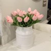 BRINJOY 18-Piece Artificial Pink Tulip Bouquet - Realistic PU Tulips for Spring, Easter, and Wedding Decor - 3 of 4